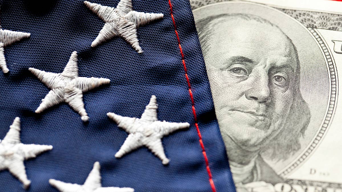 100 dollar bill with flag 100 dollar bill with flag