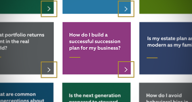Photo of Northern Trust advisor with clients, with link to discover the types
of questions we answer